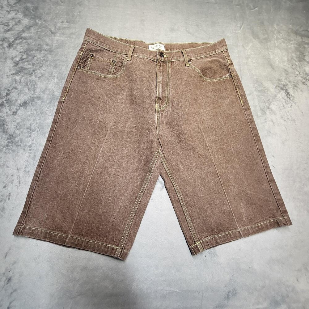 Beyond The Limit Shorts Mens 42 Brown Bermuda Relaxed Fit Denim 11in Inseam